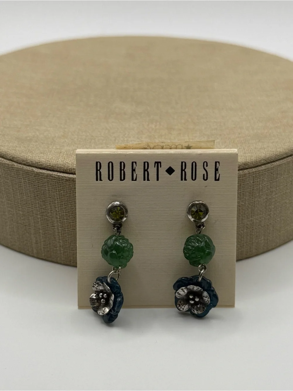 Robert Rose Green and Blue Floral Drop Earrings